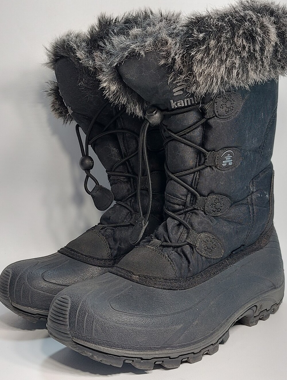 Kamik Black Winter & Rain Boots with Faux Fur Trim, Size 7